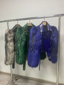 Giacca di pelliccia di <span class=keywords><strong>vera</strong></span> volpe con pelliccia da donna elegante e spessa in <span class=keywords><strong>pelle</strong></span> invernale da donna - Product Image 3