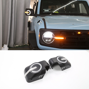 Cubierta Protectora para el Espejo Retrovisor Lateral de la Puerta para <span class=keywords><strong>Ford</strong></span> <span class=keywords><strong>Bronco</strong></span> Todoterreno 2021 <span class=keywords><strong>2022</strong></span> con Señal LED, Moldura Decorativa para Espejo en Negro Mate - Product Image 6