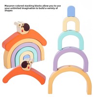 Nouvelles blocs de construction en bois Tracteur Escargot pour enfants de 0 à 4 ans – Jouet éducatif pour la reconnaissance des couleurs et l'association des couleurs arc-en-ciel