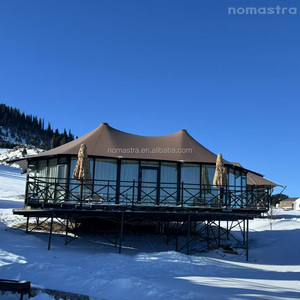 모든 지형을 위한 침실 거실 및 욕실이 있는 럭셔리 스틸 프레임 글램핑 텐트 <span class=keywords><strong>2</strong></span> 베드룸 모듈식 롯지 호텔 텐트 - Product Image 4