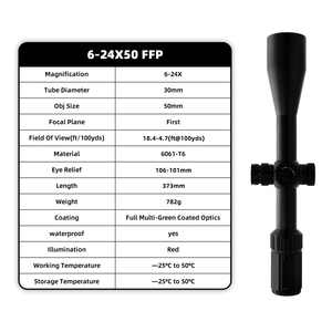 베스트 셀러 6-24X 50 FFP 야외 알루미늄 장거리 사냥 스코프 광학 30mm 튜브 직경 - Product Image 6