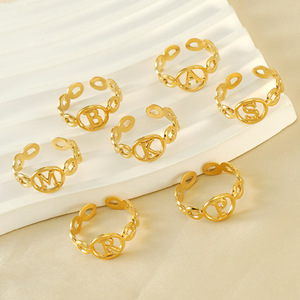 Zogxin Letter Ring 18K Gold Plated Adjustable Women's Fashion Jewelry Gift - Product Image 2