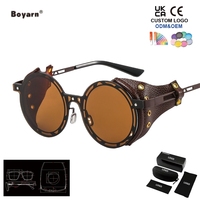 Lunettes de soleil Boyarn Metal Punk Steam pour hommes et femmes, monture ronde, style tendance, lunettes de soleil transfrontalières