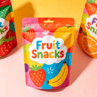 Op maat gemaakte bedrukte hersluitbare staande pouch zakken voor fruit snacks groothandel kleurrijke ritssluiting verpakking fabrikant