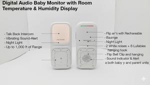 Monitor de Audio Digital para Bebés con Alcance de 300 Metros, Alerta Sonora por Vibración y Batería Recargable - Product Image 2