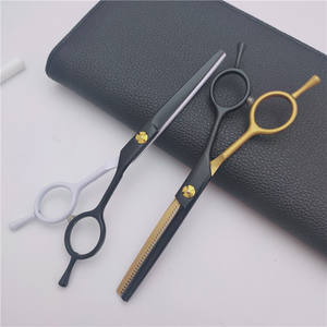 Juego de tijeras profesionales de peluquería H3 5.5 de acero inoxidable, tijeras planas, tijeras de entresacar, mango largo, hoja afilada para barbero - Product Image 2