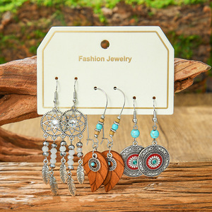 Pendientes de aleación de joyería de moda, estilo bohemio, diseño de plumas para mujer, para fiestas. - Product Image 3