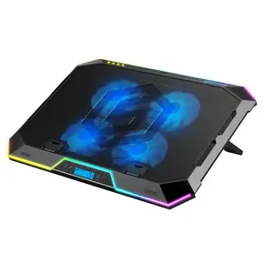 Factory New RGB Gaming Laptop Cooler Adjustable Powerful Air Flow Cooling Pad For 12-17 inch Laptop