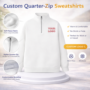Sudadera de hombre con cremallera de un cuarto, logotipo bordado personalizado, forro polar cálido, informal, de manga larga, ropa deportiva - Product Image 3
