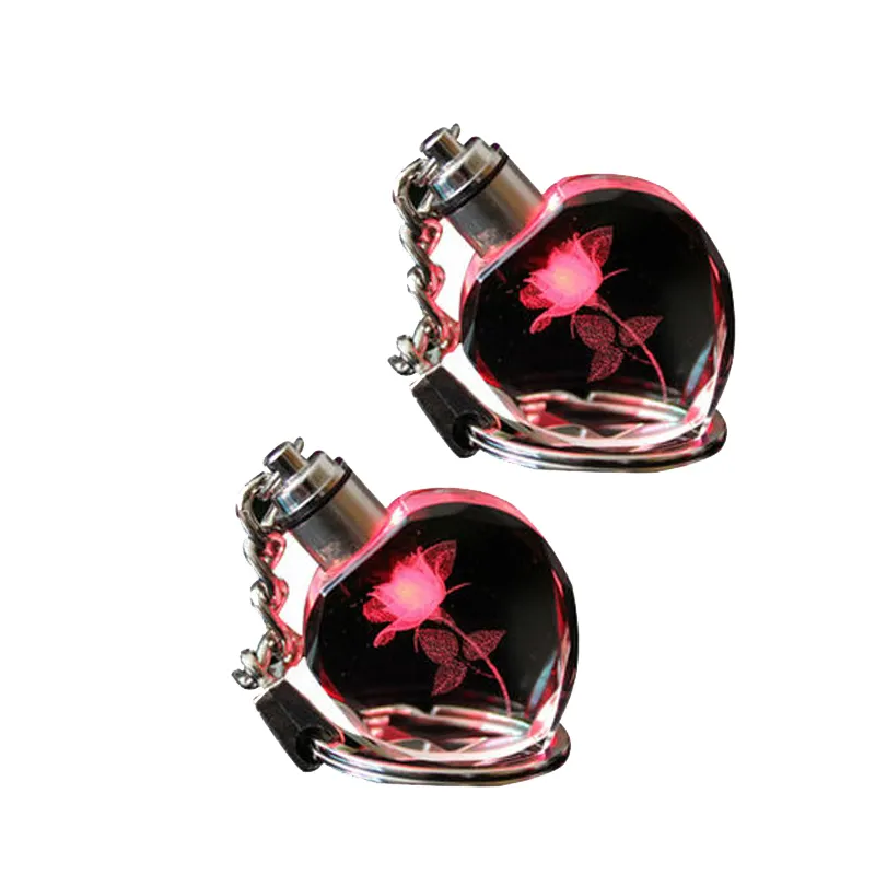 Chaveiro cristal de led rosa, chaveiro multicolor com gradiente luminoso