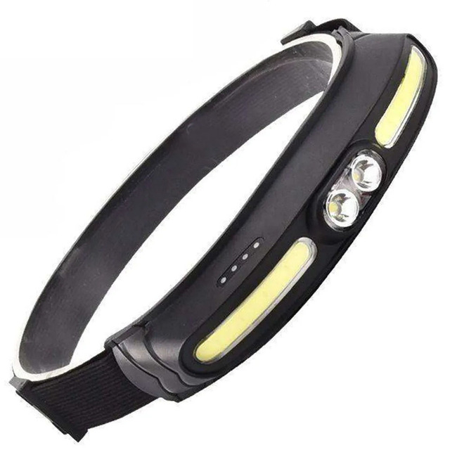 USB Rechargeable Waterproof COB LED Headlamp 1200mAh Built-in Battery IP54 Rated 200-300M Beam Distance 3500K Warm White 2-Year