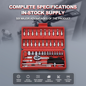 46 Pieces <strong>1</strong>/<strong>4</strong> Inch Adapter Tool Box Kit Bike Motorcycle Bicycle Repair Hard Case OEM Ratchet Wrench <strong>Socket</strong> - Product Image 2