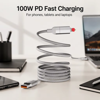Kabel USB Type-C Magnetik 4-in-1 100W dengan Pengisian Cepat 3A PD, Bahan Nilon, Konduktor Tembaga Murni untuk iPhone dan Power Bank