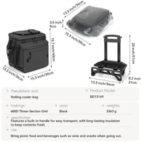Sac isotherme à roulettes 50L, glacière de voyage étanche 600D avec chariot pour le camping