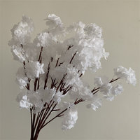 L-621 Vente en gros de branches de fleurs de cerisier artificielles faites à la main, 5 branches, fleurs artificielles blanches Sakura pour la décoration de mariage et de Thanksgiving