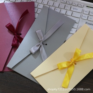 Cross-border Creative Ribbon Envelope Bow <strong>Pearl</strong> Thickened Large Special Kraft Paper B6 Greeting Card Advanced Sense - Product Image 3