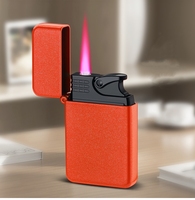 Briquet Métallique Flamme Rouge Rechargeable, Personnalisable au Laser, au Butane, Pour Bougie, Anniversaire, Cadeau pour Hommes/Femmes (Sans Gaz)