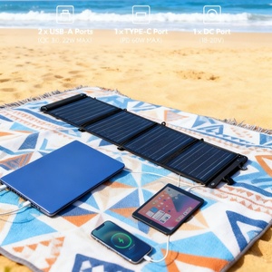 ALECTER 60W แผงโซลาร์เซลล์แบบโมโนคริสตัลไลน์แบบพับได้ประสิทธิภาพสูงเครื่องชาร์จพลังงานแสงอาทิตย์แบบพกพาสำหรับการตั้งแคมป์กลางแจ้งเดินป่า - Product Image 3
