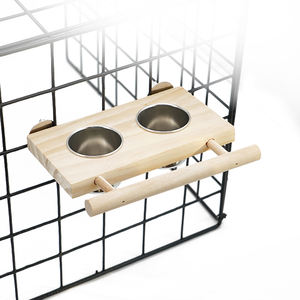 Mangeoire pour perroquets en acier inoxydable Abreuvoirs pour caille en bois Mangeoire pour pigeons avec noix Mangeoire pour oiseaux - Product Image 5