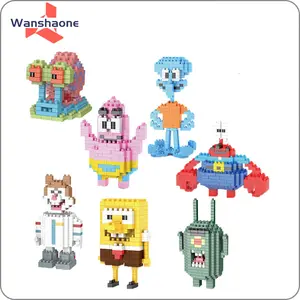 SpongeBob SquarePants Assembled Figures Patrick Star Gary Stacking Toys Cartoon Mini Building Blocks Diamond Toys Bricks