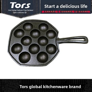 Sartén <span class=keywords><strong>Tolsen</strong></span> de hierro fundido de pared gruesa con 12 orificios para pulpo y albóndigas, molde comercial a gas para camarones y huevos - Product Image 5