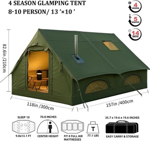 Tente <span class=keywords><strong>de</strong></span> <span class=keywords><strong>camping</strong></span> gonflable imperméable en PVC Oxford à double couche pour 8 à 10 personnes, trois chambres, un salon, montage rapide et automatique - Product Image 2