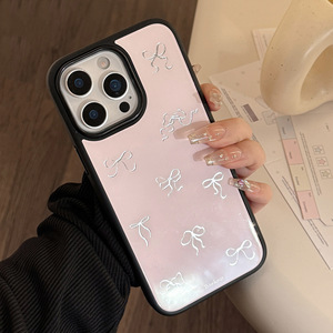 Đơn Giản Màu Hồng Màu Đen Bow Knot Thiết Kế Cho Iphone 13 14 15 16 17 Pro Max 9C Cộng Với Trường Hợp Mới Phong Cách Cứng TPU Chất Liệu - Product Image 4