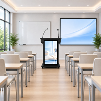 Podio de Presentación Educativo Digital Inteligente Personalizado para Interiores, Pantalla LCD Táctil Capacitiva de 10 Puntos, Resolución 1920x1080