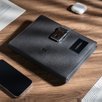 Carnet de notes CARDSILK personnalisé avec batterie externe, logo, journal de charge intelligente pour cadeaux d'affaires, charge sans fil par empreinte digitale, câble USB et coffret cadeau