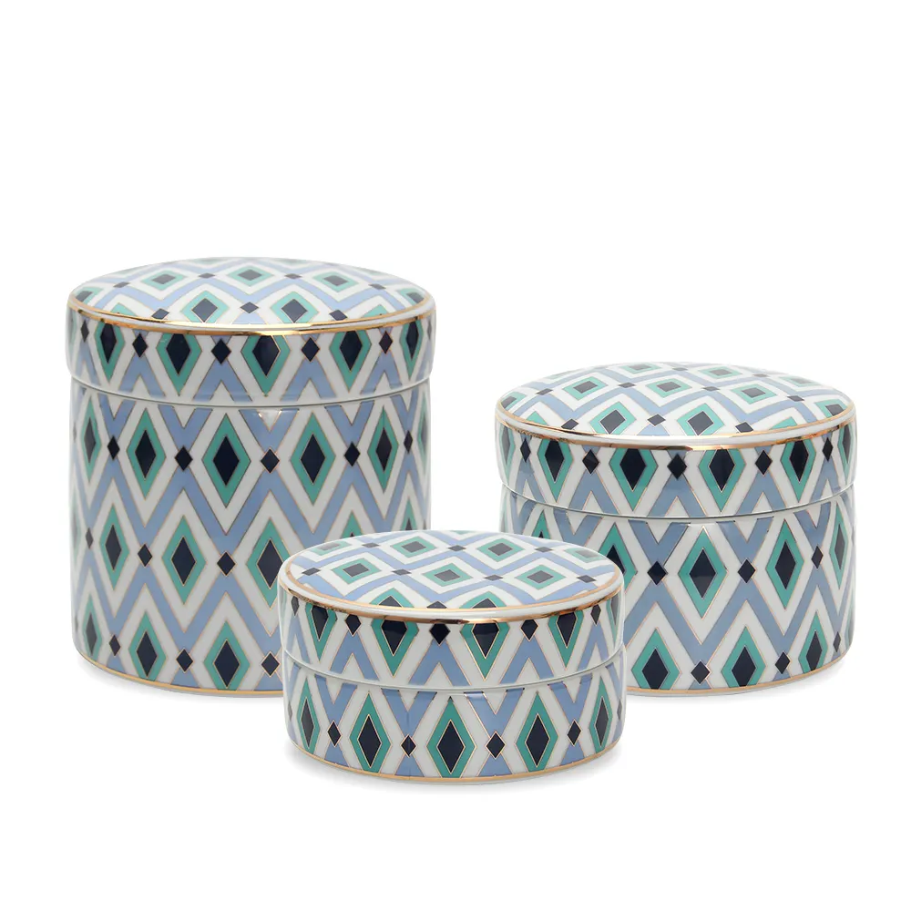 JW013 ceramic wedding candy decor jar round luxury box ceramic jewel case Islamic style decor