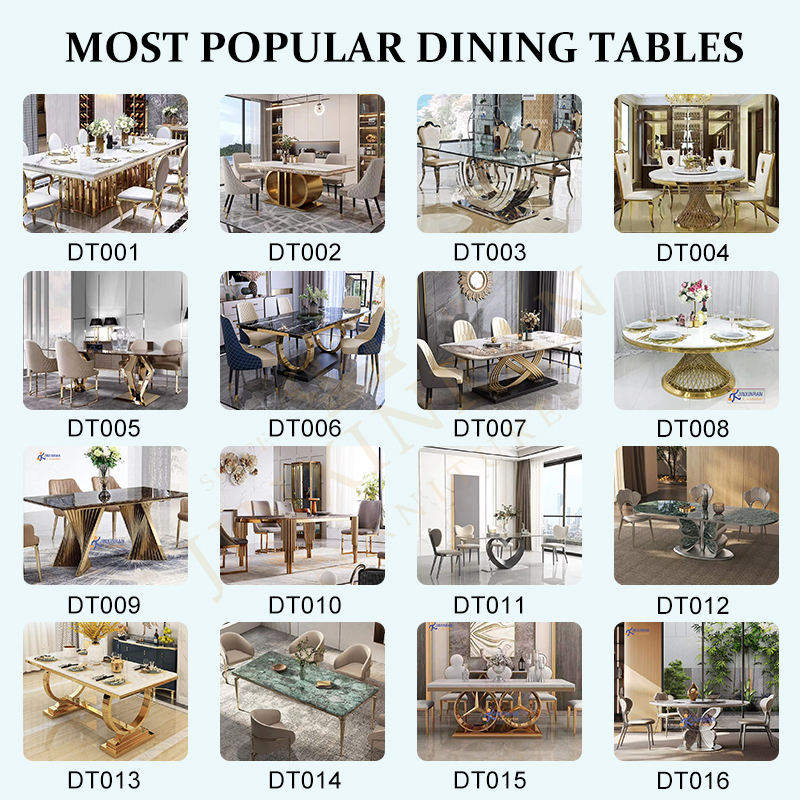Hotel Sintered Stone Dining Table with Gold Stainless Steel Legs