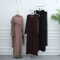 Nouvelle Abaya Islamique 2026 pour Femme, Robe Musulmane Couleur Unie en Nida à Manches Longues, Cape Modeste et Châle, Ensemble 2 Pièces