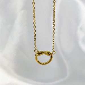 Collar <span class=keywords><strong>de</strong></span> nudo Irregular <span class=keywords><strong>de</strong></span> acero inoxidable para mujer, colgante <span class=keywords><strong>de</strong></span> corazón circular, joyería coreana minimalista <span class=keywords><strong>2022</strong></span> - Product Image 4