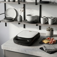 Grille-sandwich domestique 4 tranches 1200W, plaques antiadhésives, boîtier froid au toucher, protection contre la surchauffe, presse à petit-déjeuner