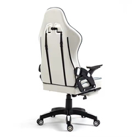 Chaise de jeu pivotante pour ordinateur avec appui-tête réglable en cuir synthétique noir, hauteur réglable, pour configuration de jeu à domicile