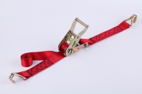 Sangle d'arrimage à cliquet en polyester de 2 pouces avec crochet double J, résistance à la rupture de 2 tonnes pour la sécurisation de la cargaison