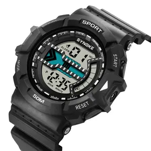 Hot Selling Multifunctionele Sport Shock Horloges Mannen Pols Plastic Digitaal Horloge Waterdicht 50M