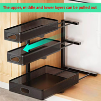 Estante Metálico de 3 Niveles para Gabinete, Extraíble, Ajustable en Altura, para Cocina o Baño, Organizador Deslizable Debajo del Fregadero