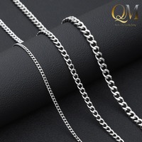Cadena Cubana de Doble Cara Pulida de Acero Inoxidable, Joyería de Cuello Unisex de Estilo Casual Urbano