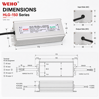 Alimentation LED étanche IP67 HLG-150W - Driver à tension/courant constant HLG-150 pour éclairage extérieur