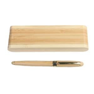 Boîte en bois à rabat, ensemble de stylos en bambou, cadeau d'affaires, stylo à bille promotionnel, pointe de 0,5 mm, encre noire - Product Image 5
