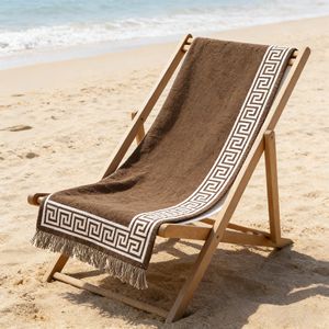 Groot modern luxe jacquard strandlaken van 100% katoen, ademend, met kwastjes, tropisch garenverfd, gratis designkwaliteit. - Product Image 5