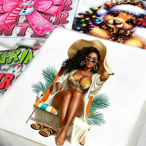 Transferencias Térmicas Personalizadas al por Mayor para <span class=keywords><strong>Camisetas</strong></span> con Colores Brillantes, Diseño de Chica Negra <span class=keywords><strong>en</strong></span> Verano, Listas para Prensado, Impresión <span class=keywords><strong>DTF</strong></span> - Product Image 1