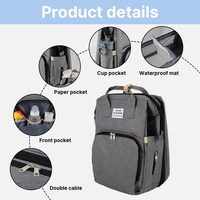 Sac à Dos à Langer Imperméable Portable Multifonctionnel Grande Capacité pour Maman avec Lit Bébé Pliant et Station de Change