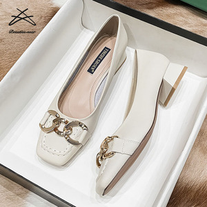 <span class=keywords><strong>Chaussures</strong></span> à talons courts et bas pour femmes, <span class=keywords><strong>chaussures</strong></span> de style marche de printemps à bout carré, escarpins à talons pour femmes - Product Image 4