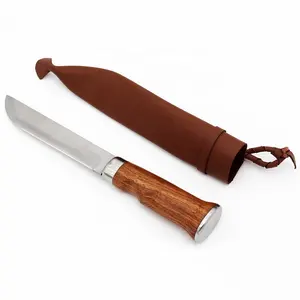 Coltello da caccia a lama fissa con manico in palissandro personalizzato con guaina in vera pelle