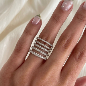 Bague de fiançailles Yu Ying en or blanc 9K 10K avec pavé de moissanite, bijoux fins pour femmes - Product Image 1