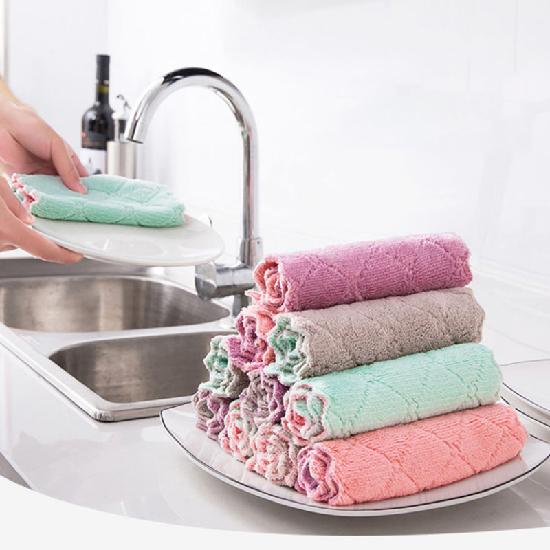Впитывающее полотенце из микрофибры, салфетка для мытья посуды, с антипригарным покрытием, с маслом, Бытовая Посуда, инструменты для уборки