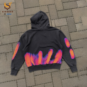 ผู้ผลิตเสื้อผ้าสตรีทแวร์แบบกำหนดเอง เสื้อฮู้ดดี้หนาน้ำหนัก 400gsm สไตล์วินเทจ ลุคทำเก่า พิมพ์ลายดิจิตอล DTG ซักกรดสีหิน สำหรับผู้ชาย - Product Image 3