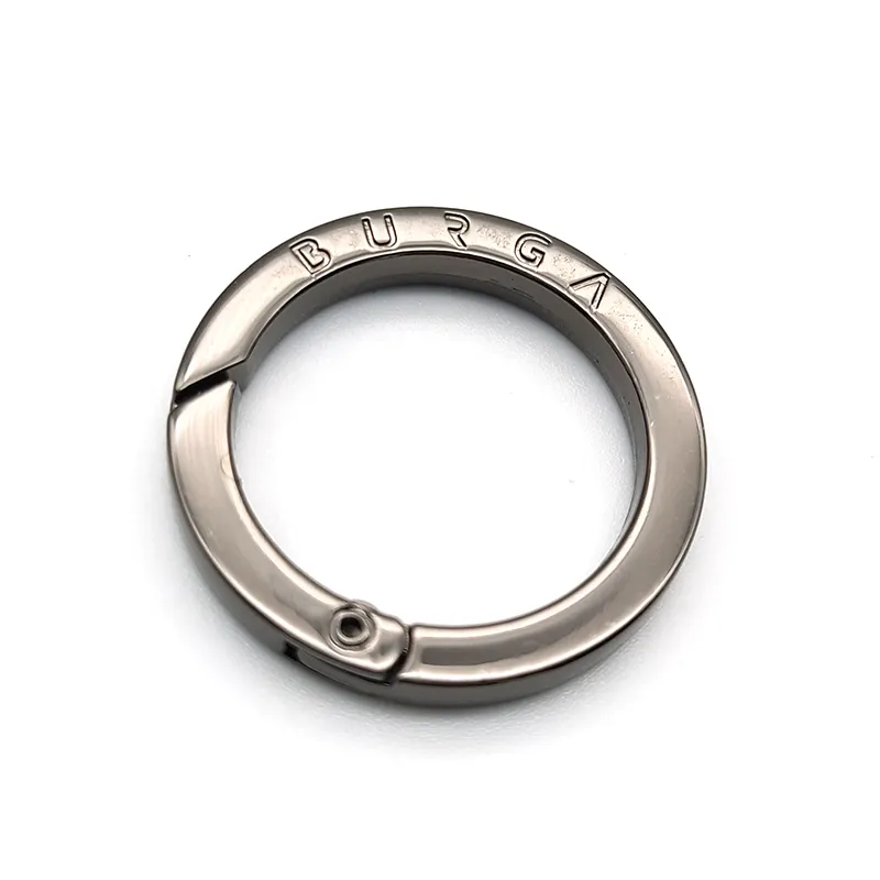Custom engrave logo keyrings keychain accessories metal key rings bulk round carabiner hook
